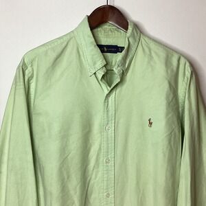 Ralph Lauren Men's Green Button Down Shirt Long Sleeve Polo‎ Pony Logo Size XL